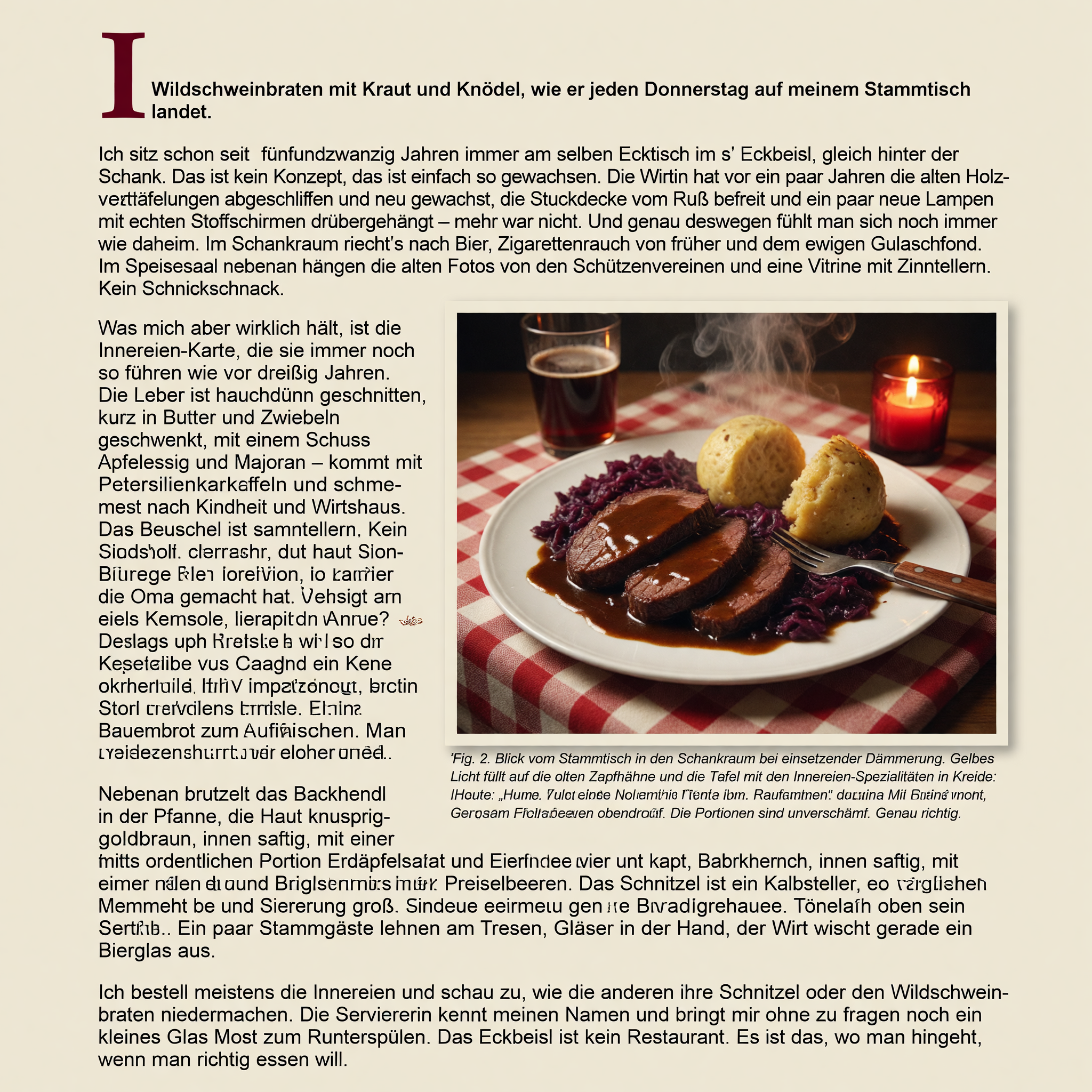 For Gasthaus s' Eckbeisl 1190 - 12 Restaurants & Gastronomie Section "kueche-inline-essay" (Narrativ
